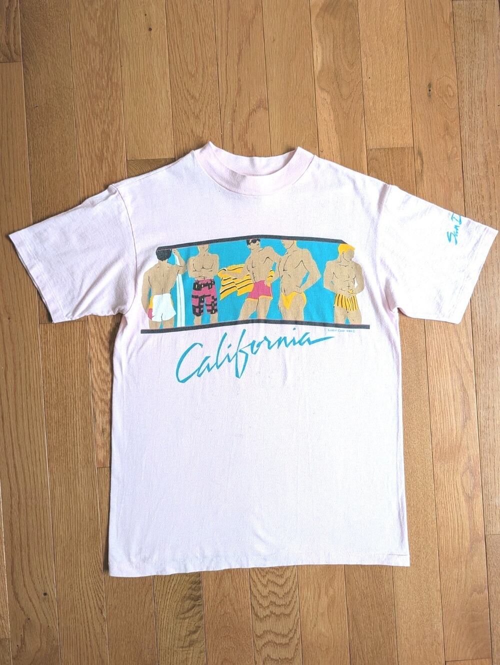 Vtg 1985 California Golden Coast San Diego Surfer Beach Graphic Single Stitch M